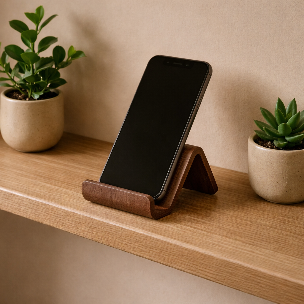 Ívelt Univerzális Fa Telefon/Tablet Tartó